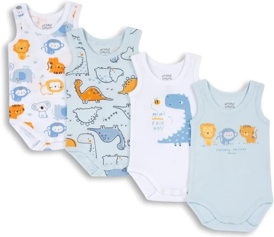 chicco-set-5-body-a-maniche-corto-neonato-e-neonata-100-cotone-unisex-0-24-mesi- image 1