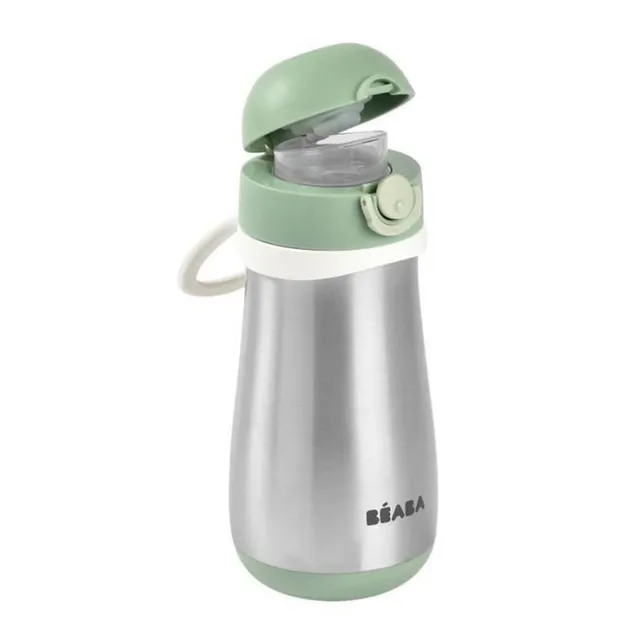 b-aba-bottiglia-bambini-2-in-1-in-acciaio-inox-350-ml-verde-salvia-funzione-bott image 1