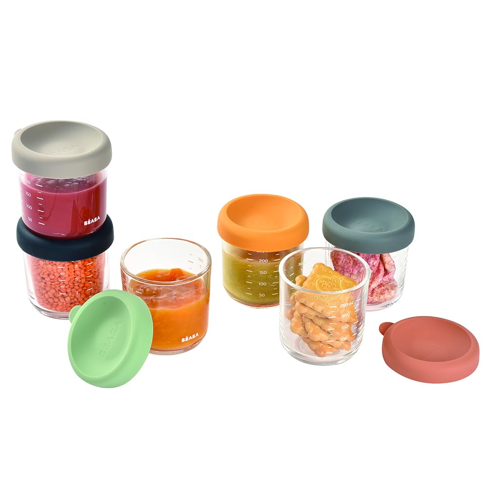 b-aba-set-6-vasetti-in-vetro-per-pappe-250-ml-graduati-termoresistenti-con-6-cop image 8