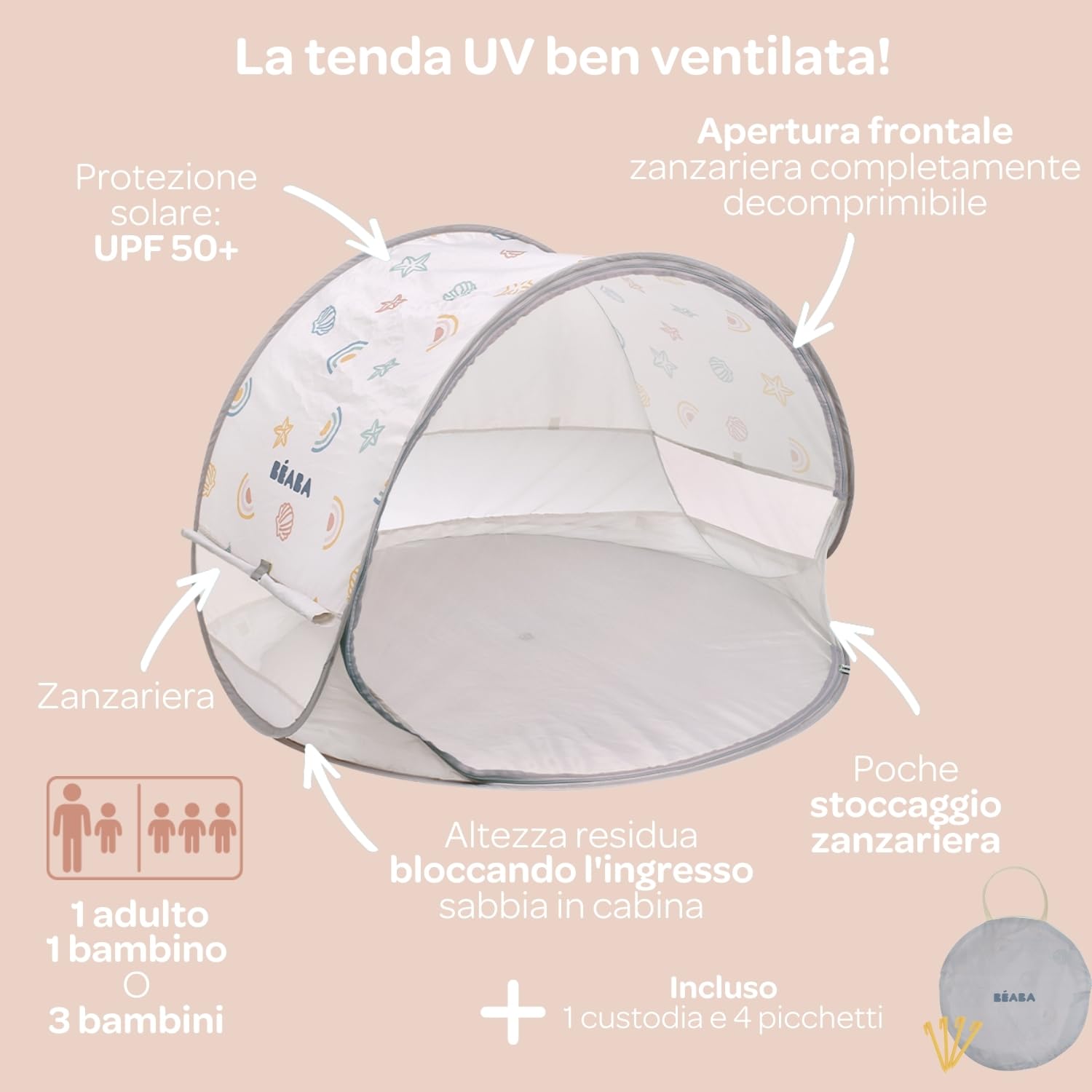 b-aba-breezy-tenda-pop-up-da-spiaggia-per-bambini-anti-uv-upf50-con-zanzariera-e image 4