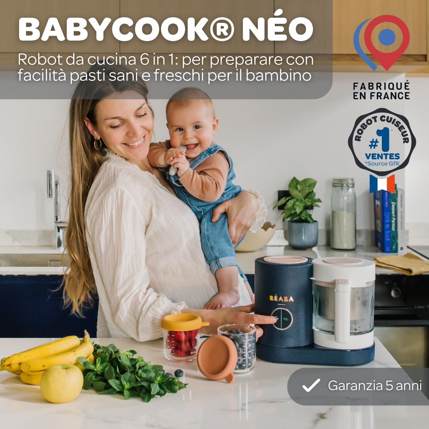 b-aba-babycook-n-o-robot-cuocipappa-omogeneizzatore-6-in-1-cottura-a-vapore-bicc image 2