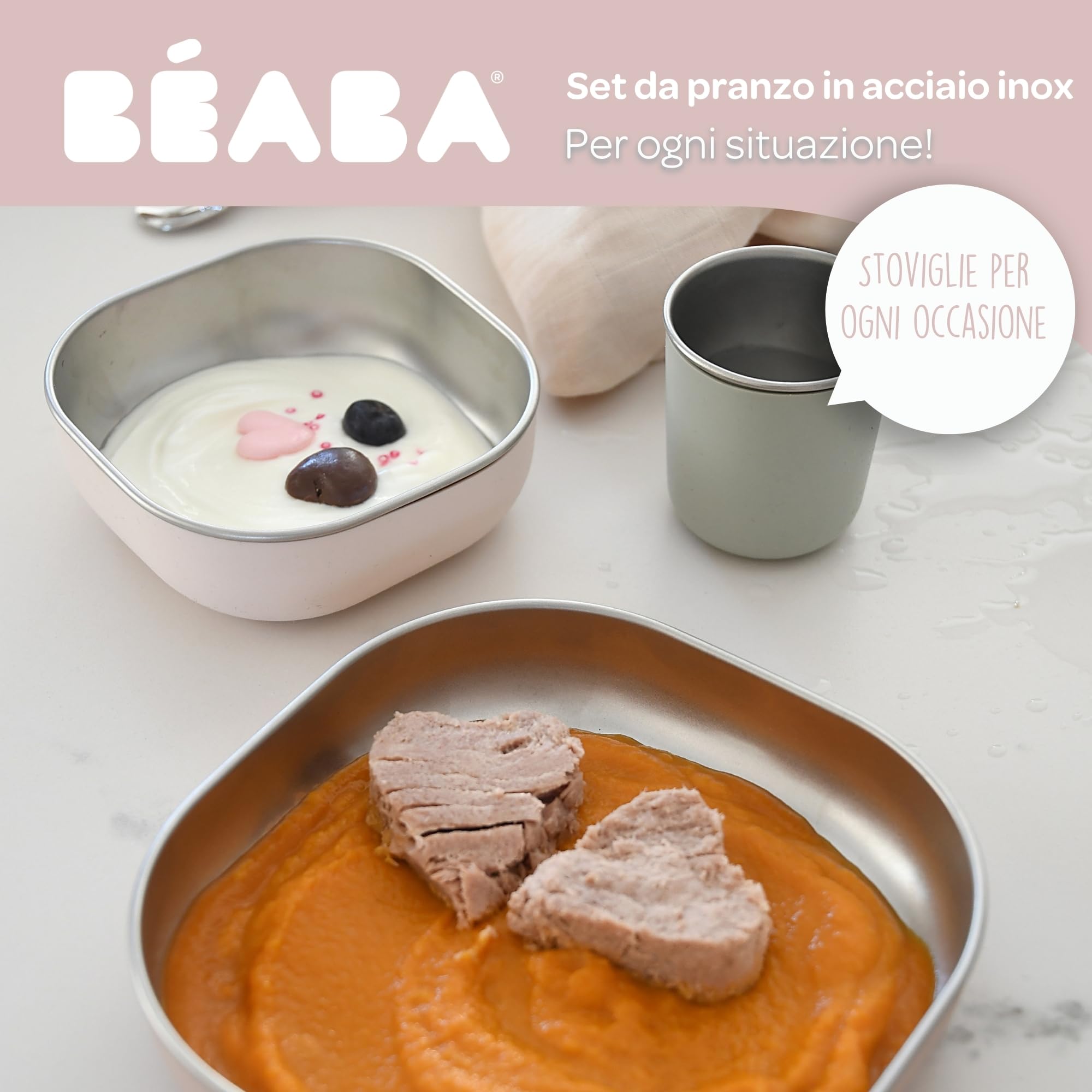 b-aba-set-pappa-inox-3-pezzi-barbapap-bicchiere-2-piatti-bambino-in-acciaio-inos image 3
